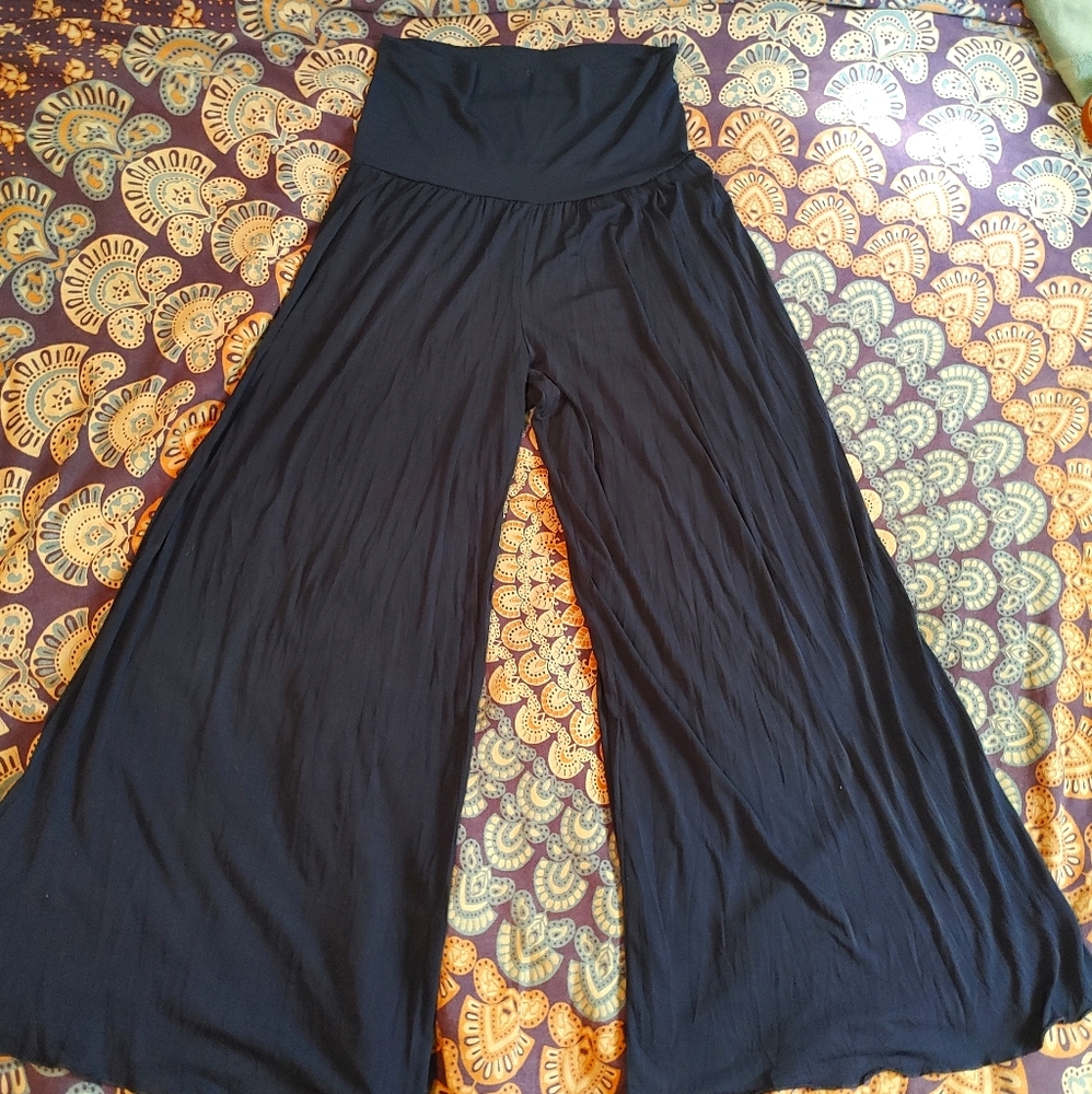 Stretchy High Waisted Wide Leg Pants